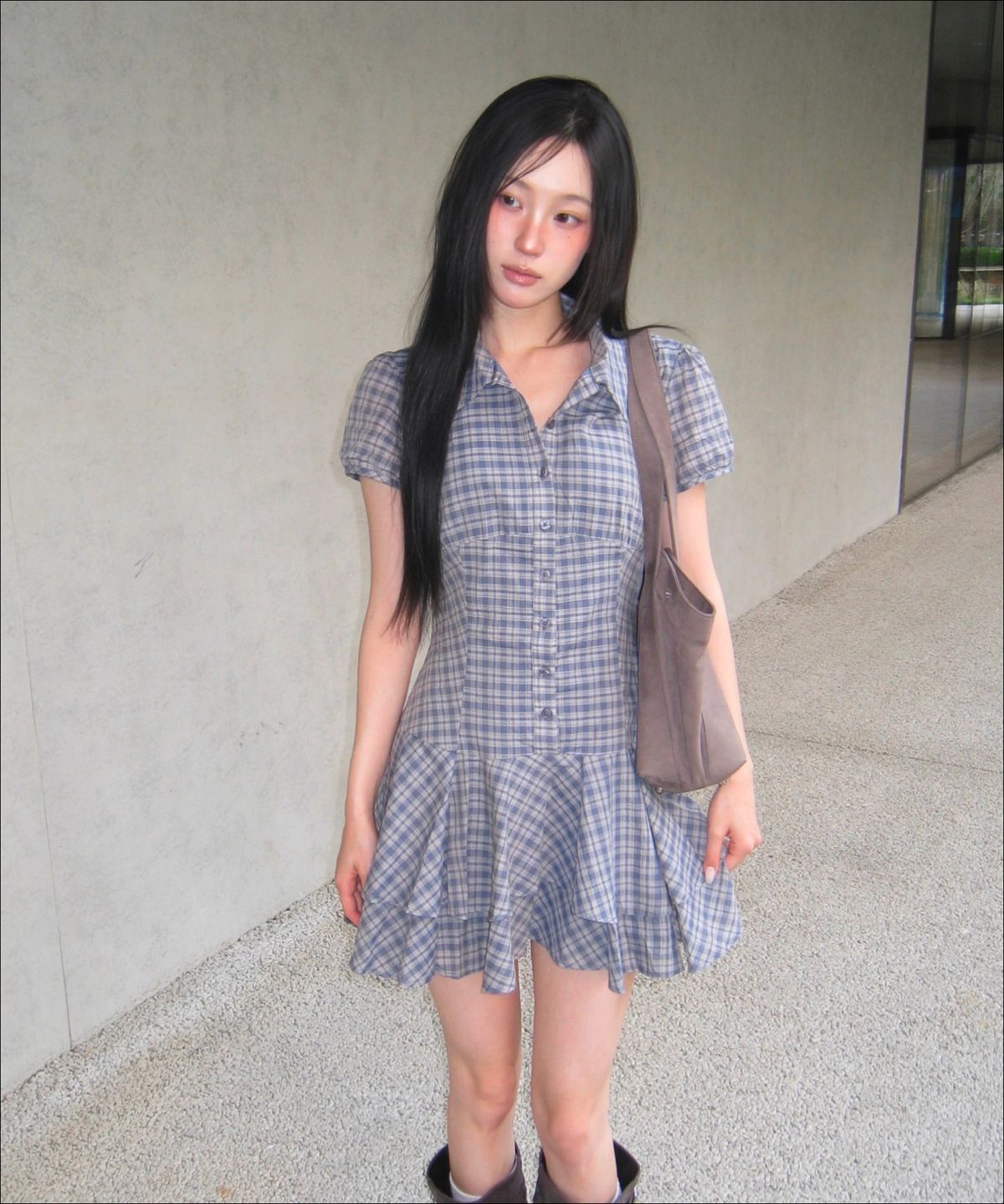 미쏘(MIXXO) 체크 셔츠 원피스_MIWOWG609G