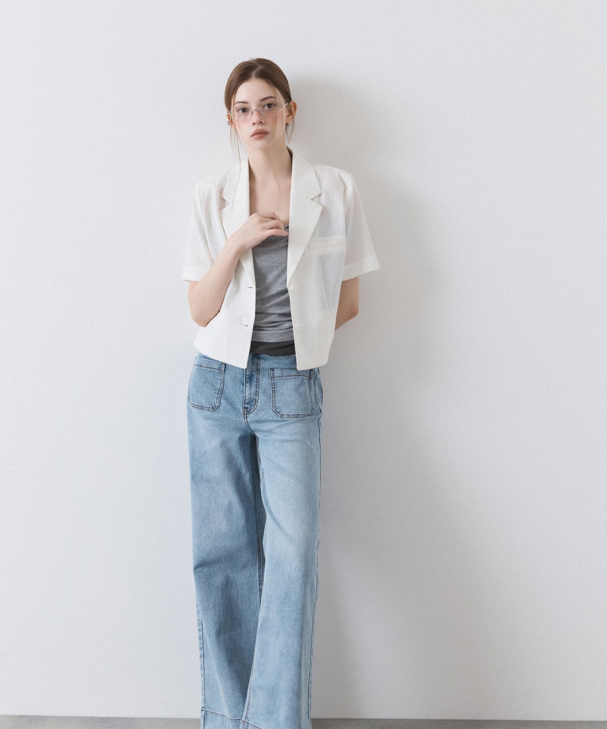 미쏘(MIXXO) 포켓 와이드 플레어 데님 RE TJG326J_MIWTJG51QJ