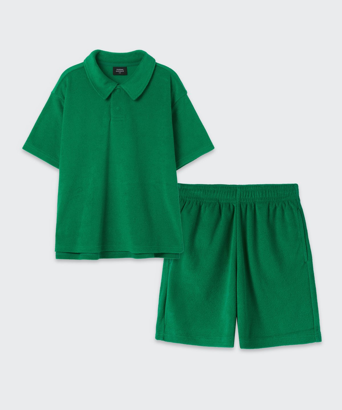 무신사 스탠다드 키즈(MUSINSA STANDARD KIDS) 테리 클로스 폴로 셔츠 & 테리 클로스 쇼츠 셋업 [아이리시 그린]