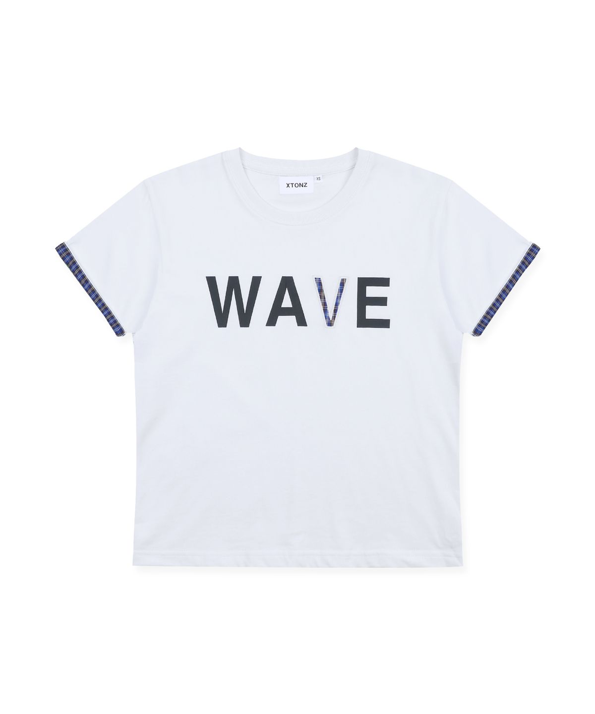 엑스톤즈(XTONZ) XTT163 웨이브 체크 롤업 티셔츠 (WHITE)