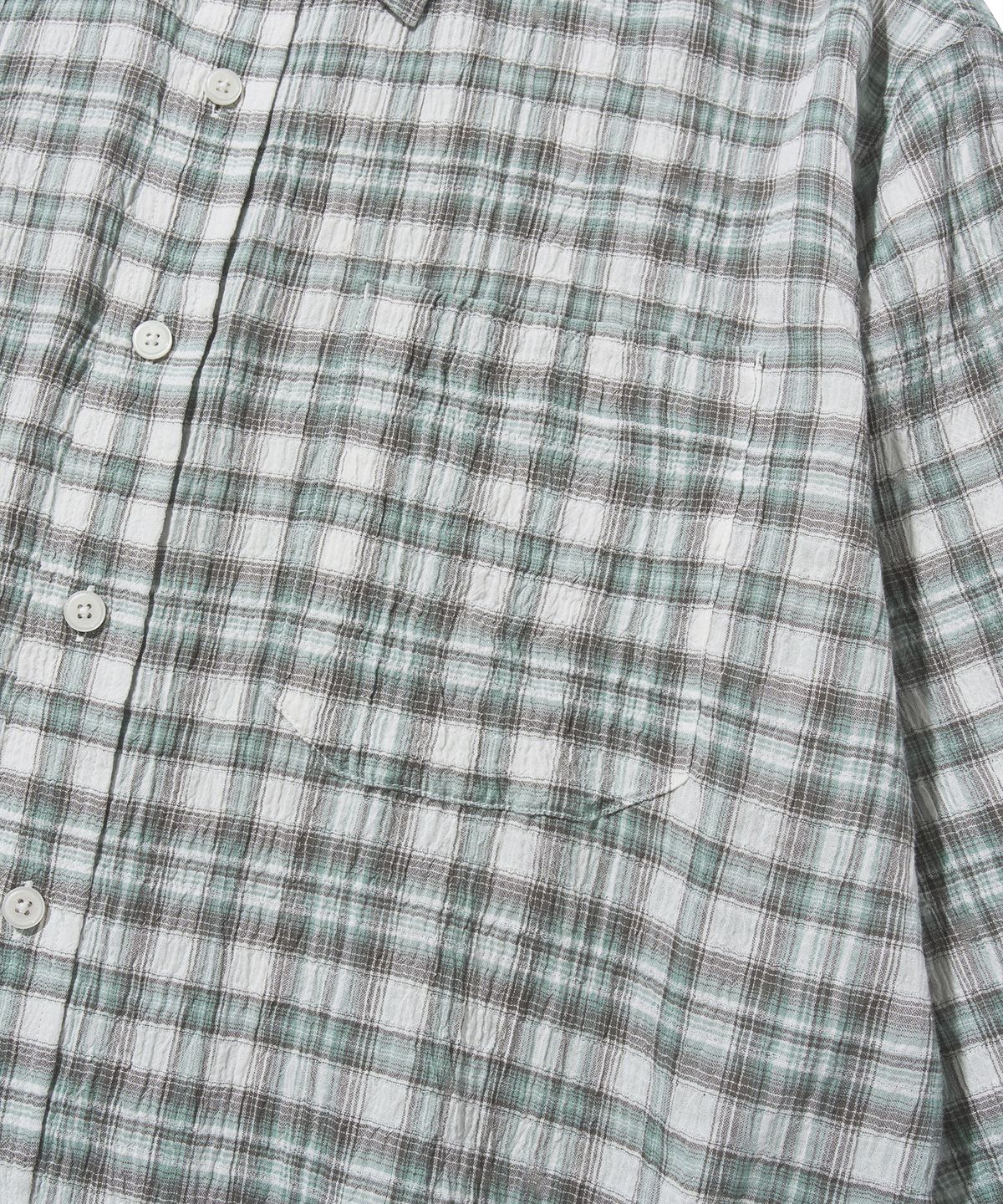 필루미네이트(FILLUMINATE) 링클 타탄 체크 셔츠-그린