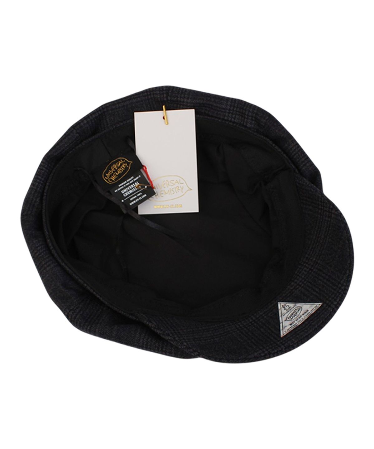 유니버셜 케미스트리(UNIVERSAL CHEMISTRY) Glencheck Logo Black Newsboy Cap 뉴스보이캡
