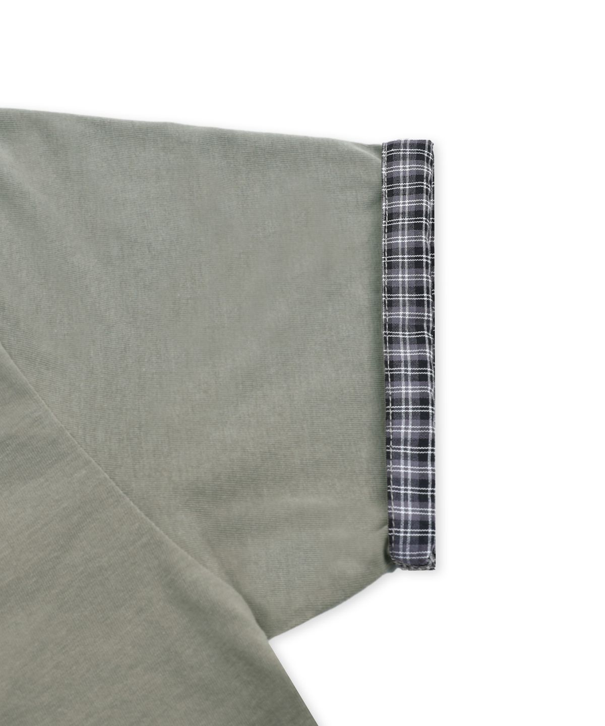 엑스톤즈(XTONZ) XTT163 웨이브 체크 롤업 티셔츠 (KHAKI)
