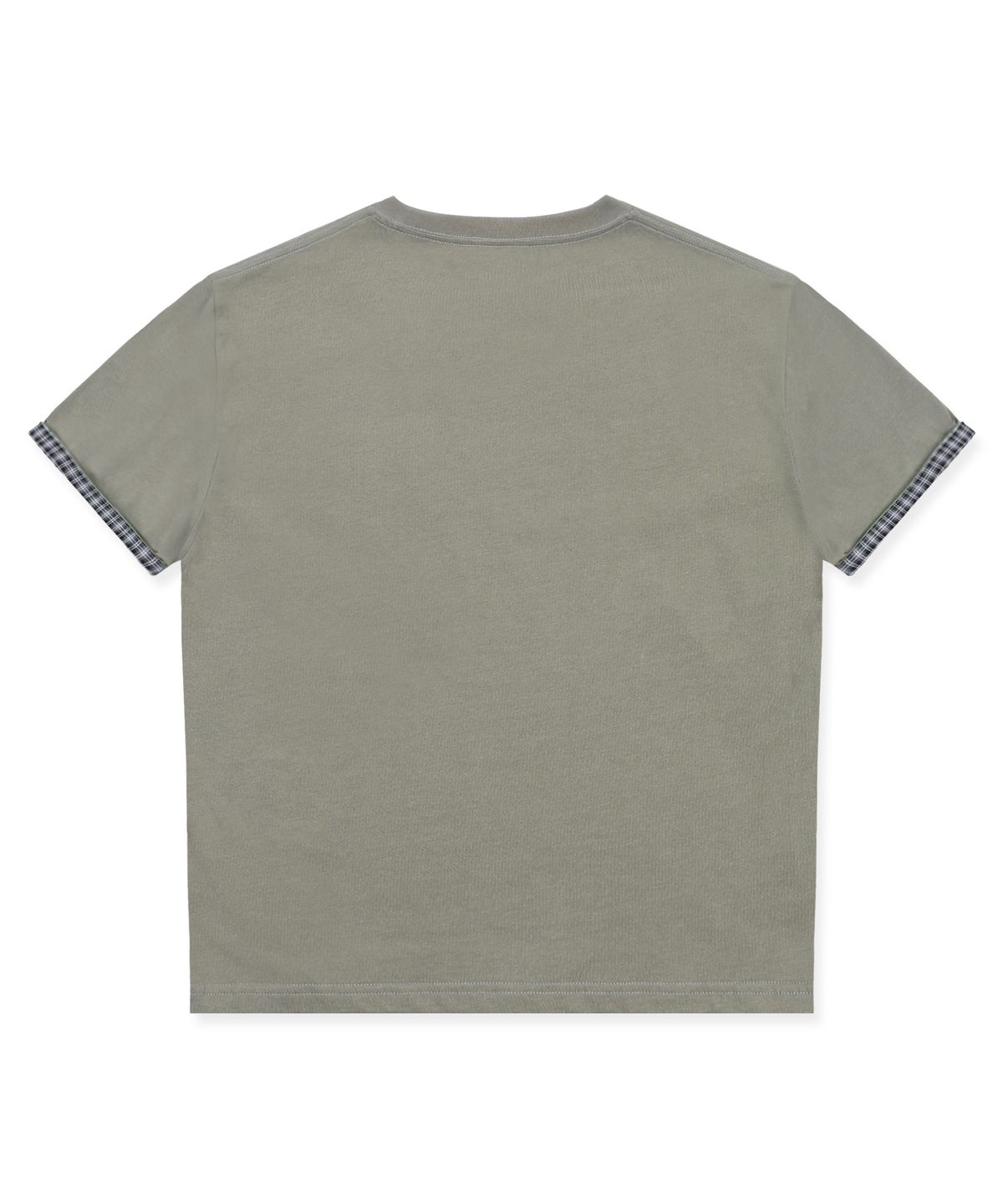 엑스톤즈(XTONZ) XTT163 웨이브 체크 롤업 티셔츠 (KHAKI)