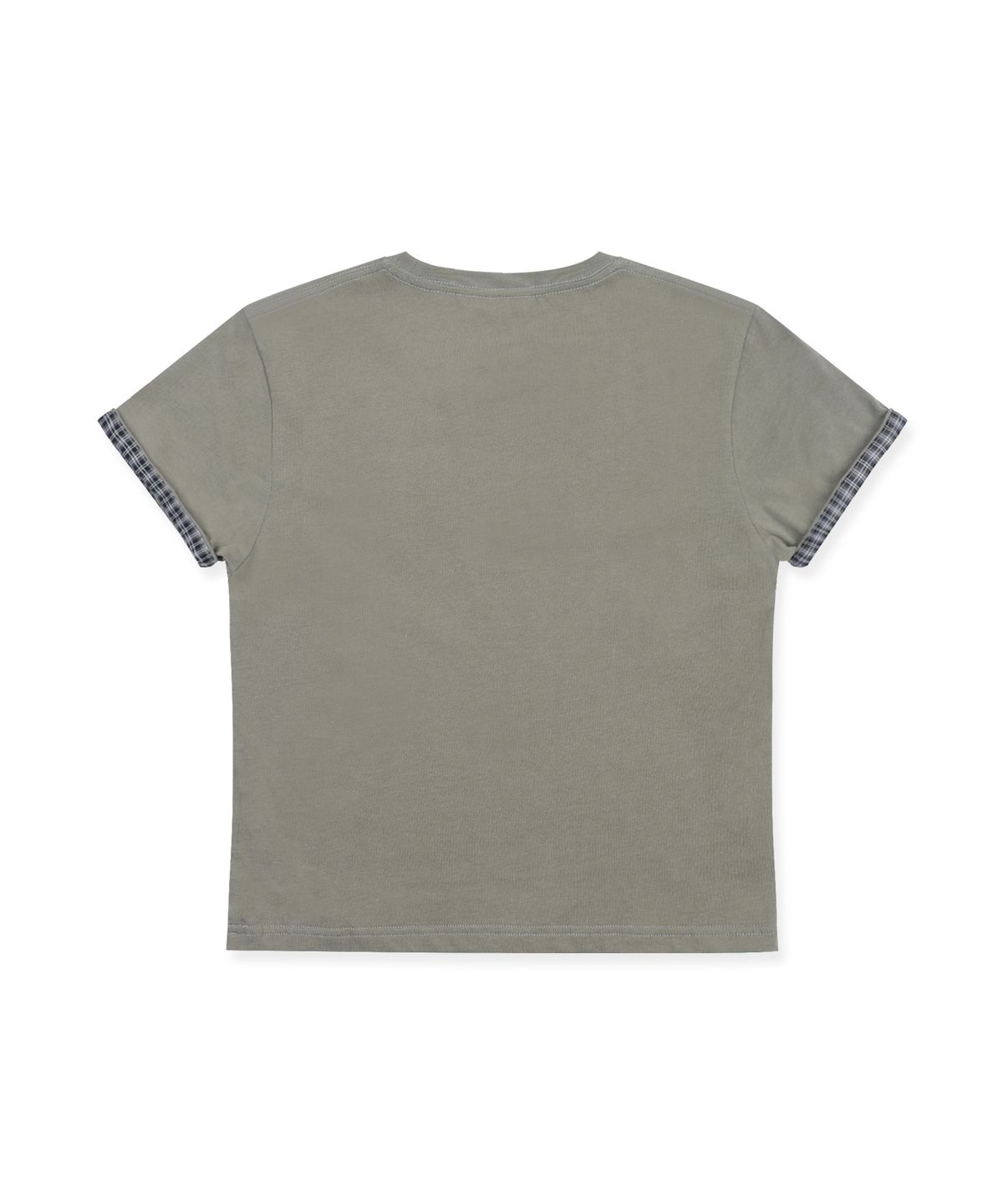 엑스톤즈(XTONZ) XTT163 웨이브 체크 롤업 티셔츠 (KHAKI)