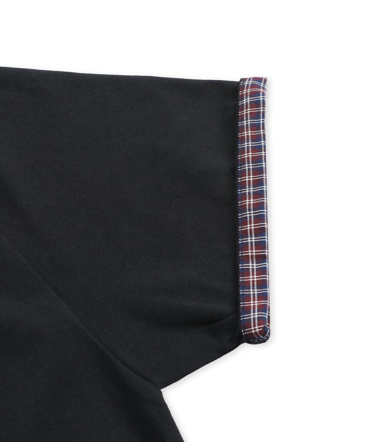 엑스톤즈(XTONZ) XTT163 웨이브 체크 롤업 티셔츠 (BLACK)