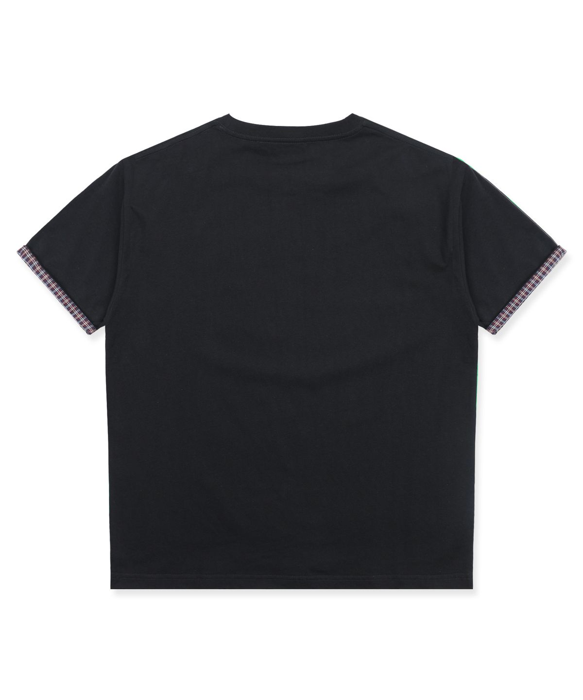 엑스톤즈(XTONZ) XTT163 웨이브 체크 롤업 티셔츠 (BLACK)