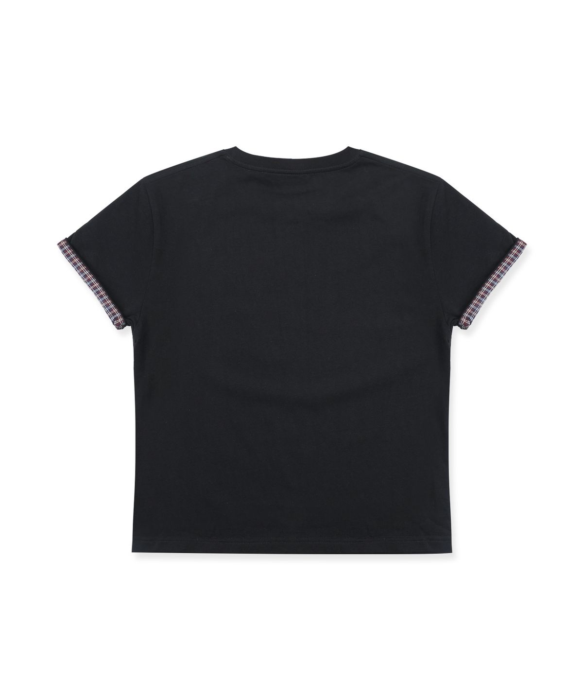 엑스톤즈(XTONZ) XTT163 웨이브 체크 롤업 티셔츠 (BLACK)