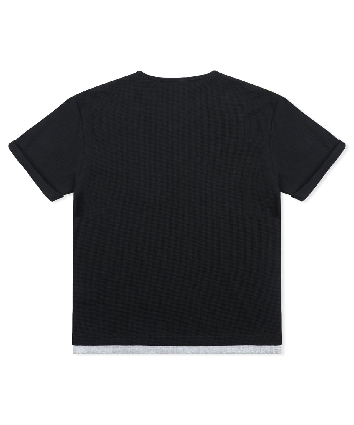 엑스톤즈(XTONZ) XTT158 레이어드 와플 헨리넥 티셔츠 (BLACK)