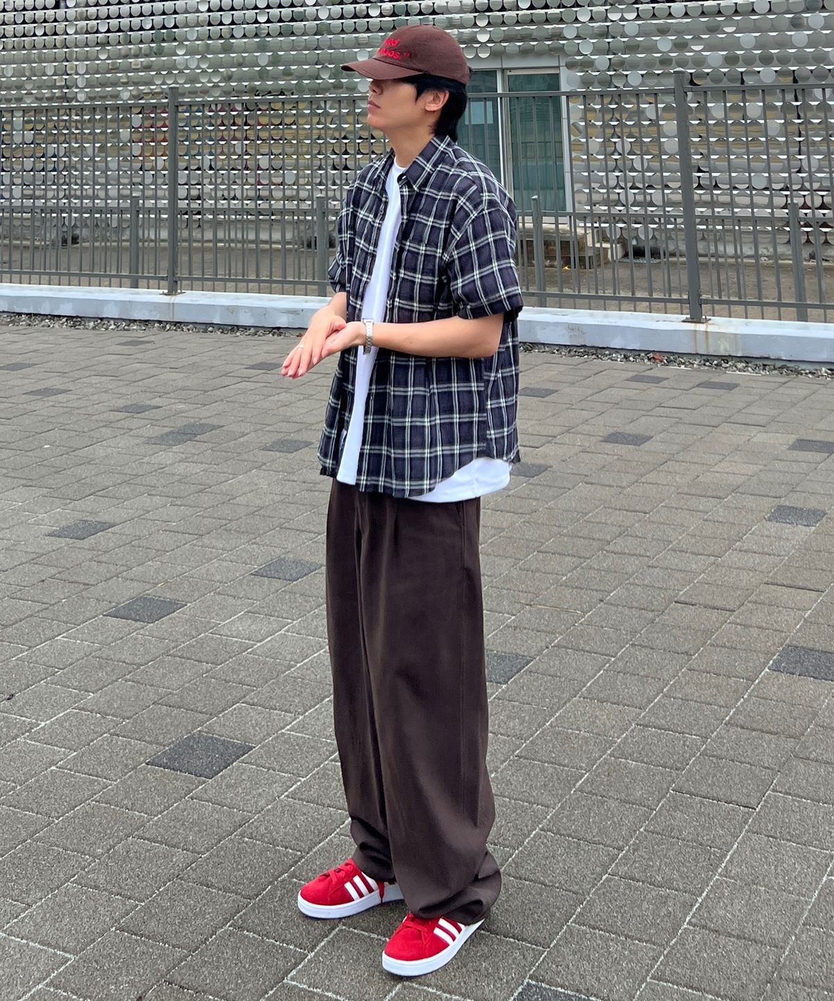 오닐(ONEILL) 빈티지 체크 반팔 셔츠_네이비