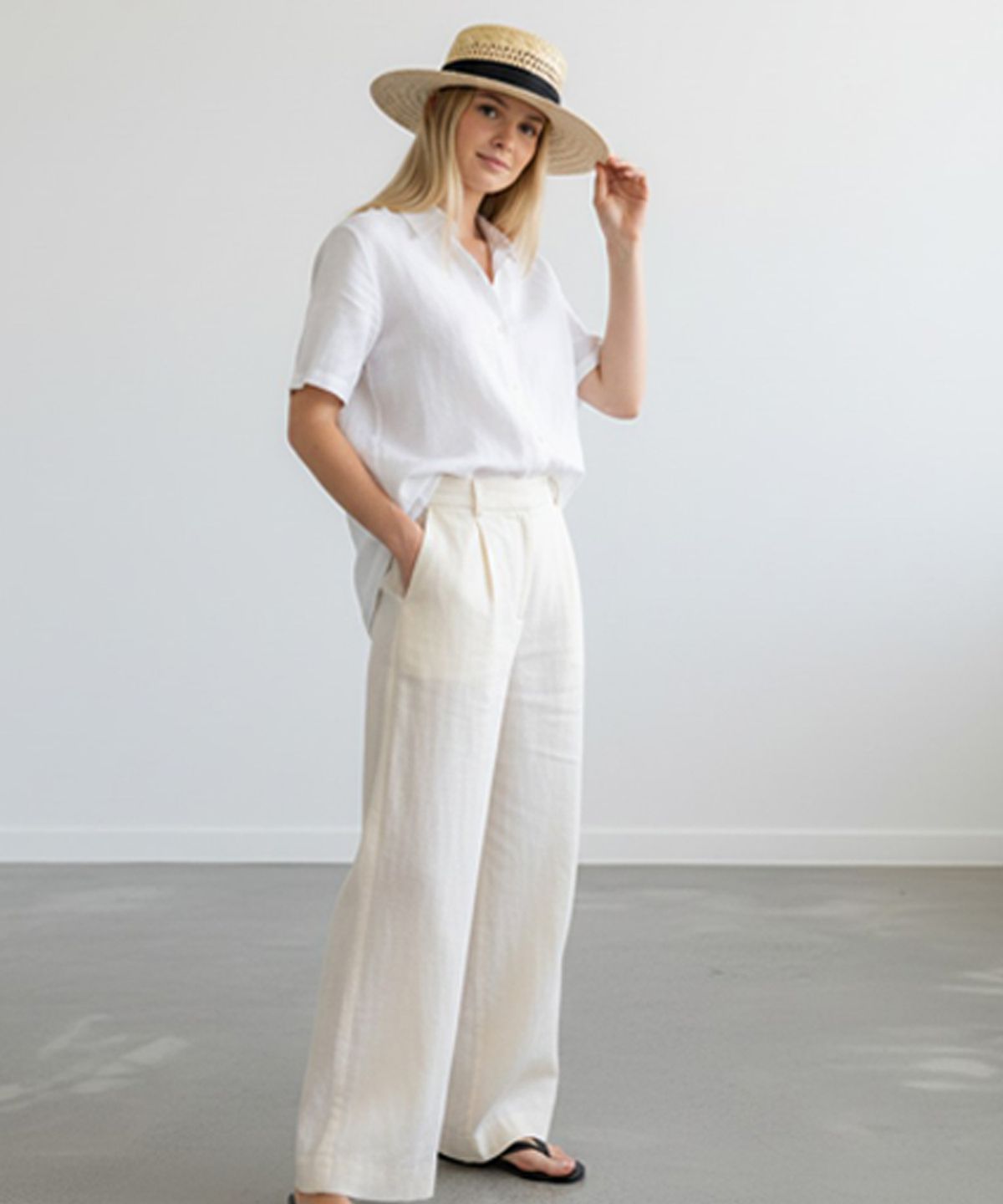 유니버셜 케미스트리(UNIVERSAL CHEMISTRY) SanJose BK line Beige Panama Hat 파나마햇