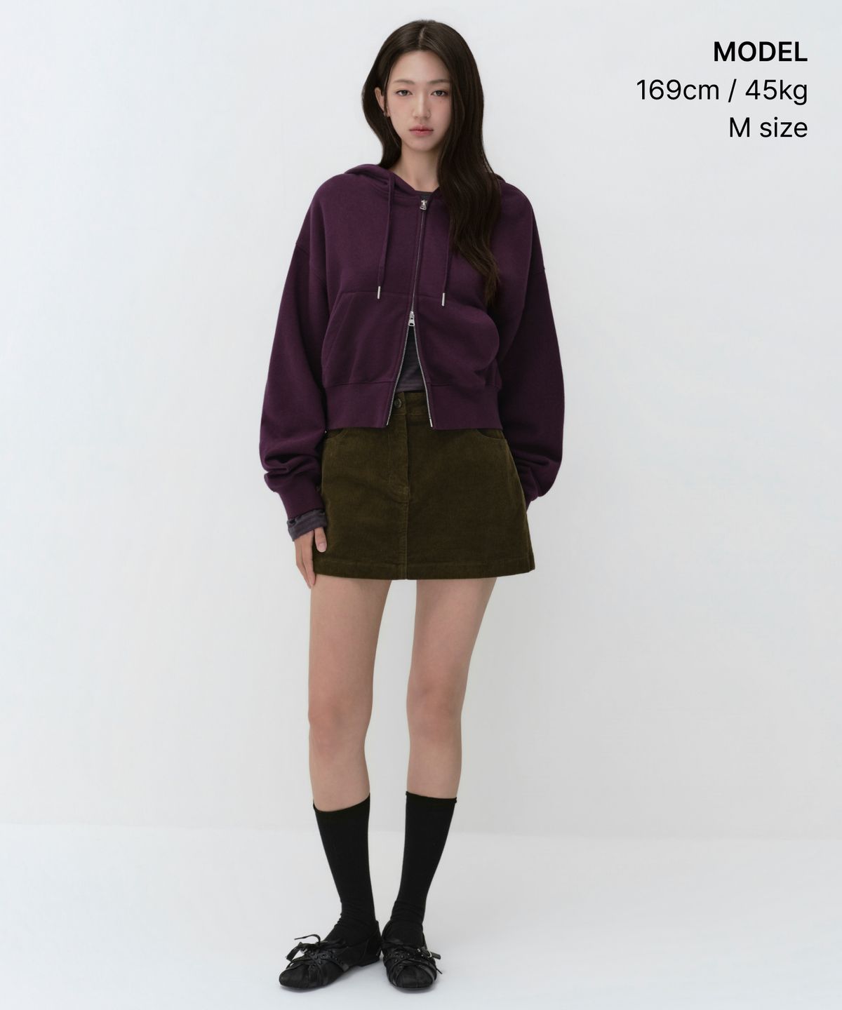 무신사 스탠다드 우먼(MUSINSA STANDARD WOMAN) 우먼즈 볼륨 크롭 후디드 스웨트 집업 [플럼]
