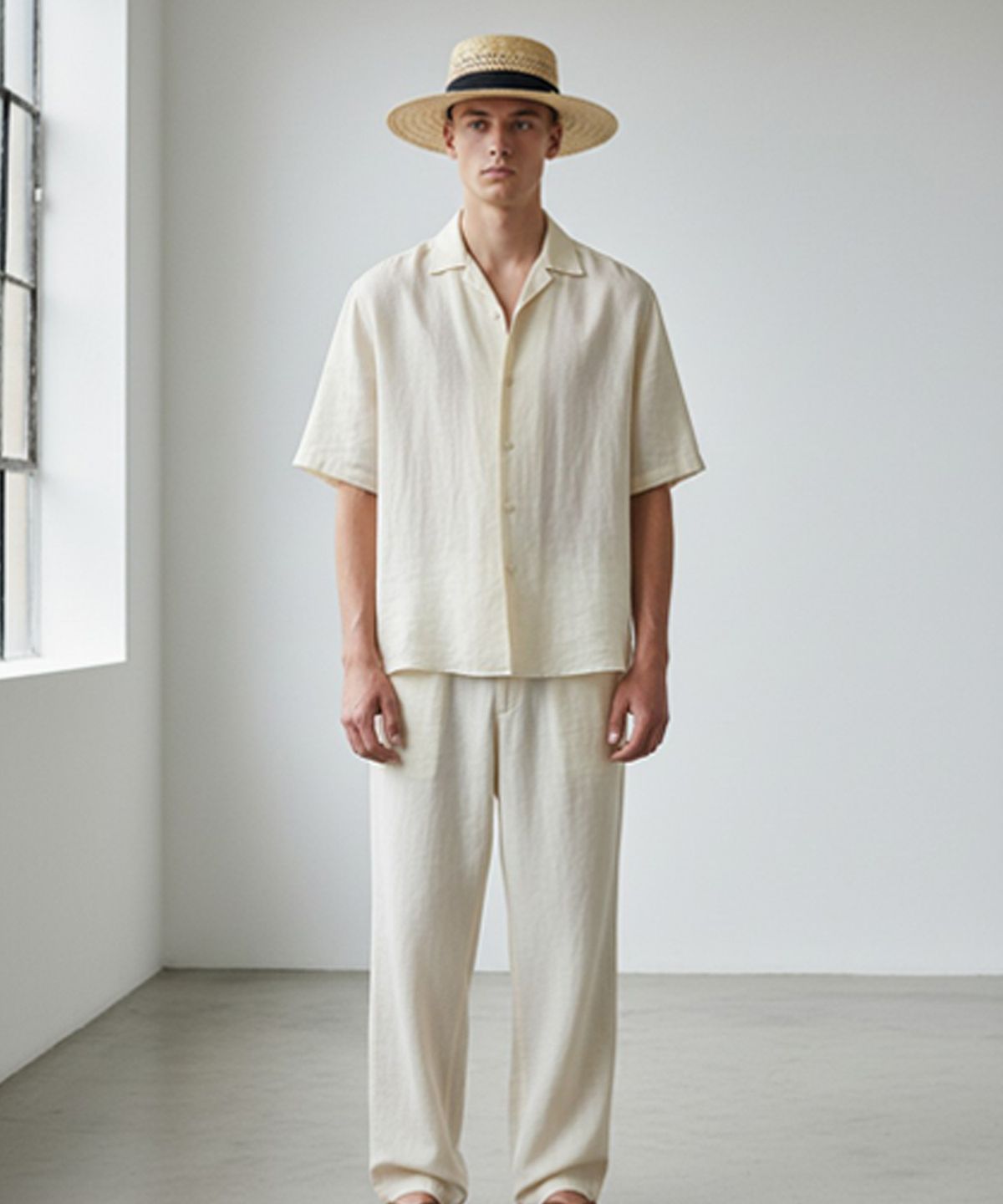 유니버셜 케미스트리(UNIVERSAL CHEMISTRY) SanJose BG line Beige Panama Hat 파나마햇