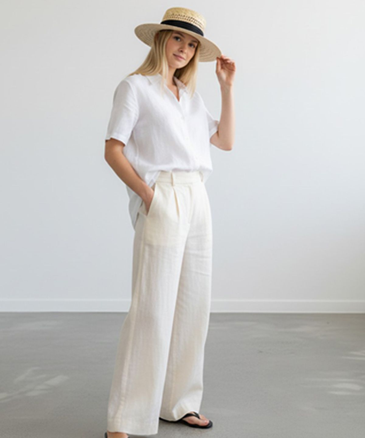 유니버셜 케미스트리(UNIVERSAL CHEMISTRY) SanJose BG line Beige Panama Hat 파나마햇