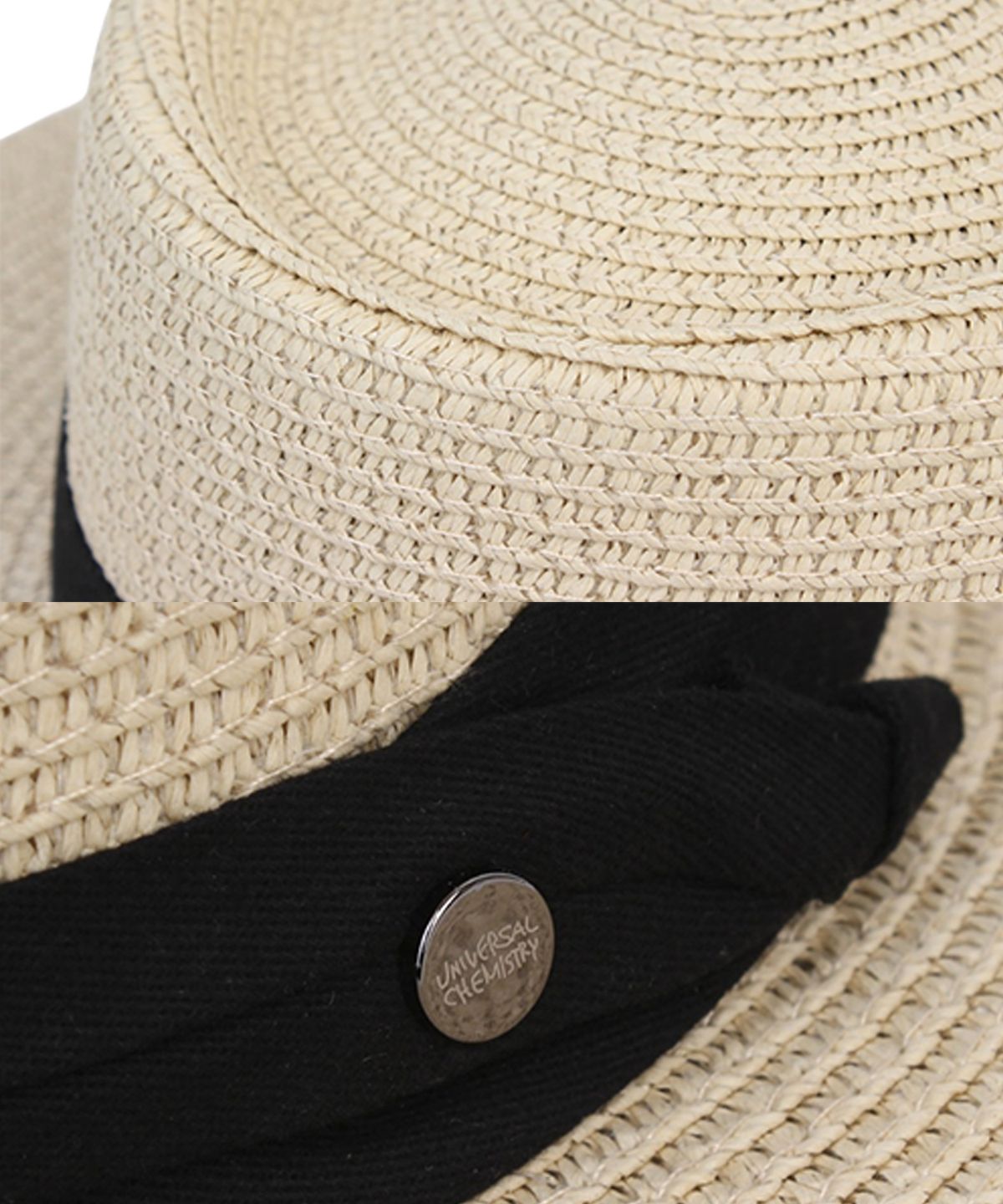 유니버셜 케미스트리(UNIVERSAL CHEMISTRY) Sweet BK line Beige Panama Hat 파나마햇