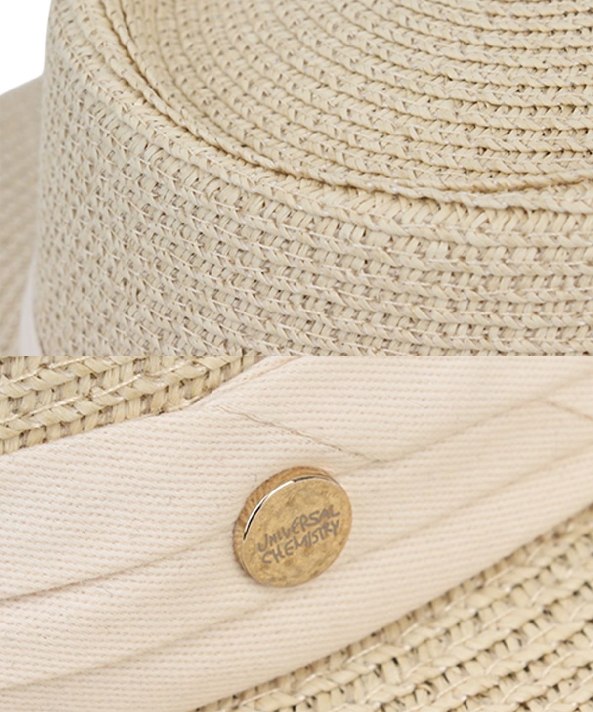 유니버셜 케미스트리(UNIVERSAL CHEMISTRY) Sweet BG line Beige Panama Hat 파나마햇