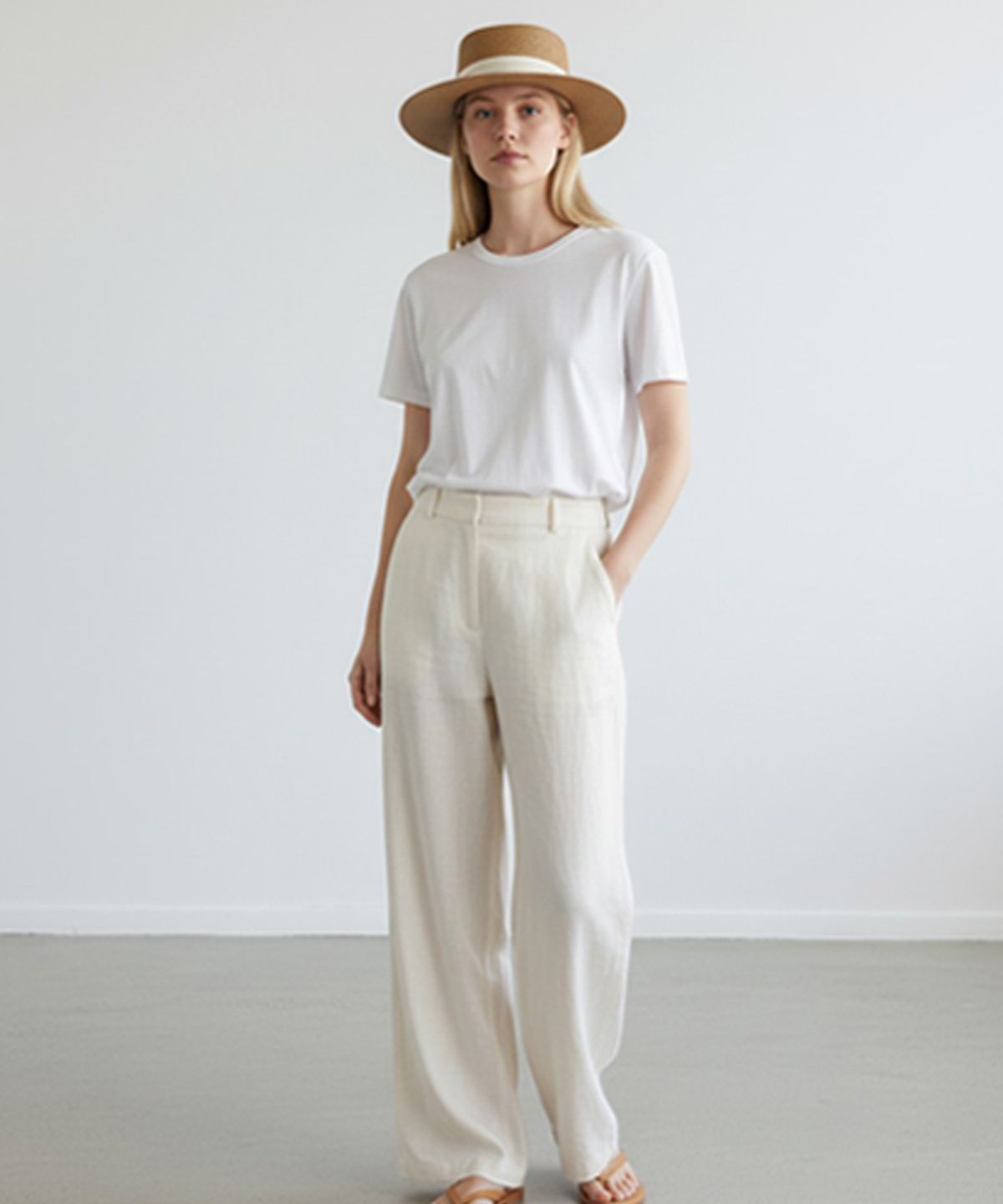 유니버셜 케미스트리(UNIVERSAL CHEMISTRY) Sweet BG line Brown Panama Hat 파나마햇