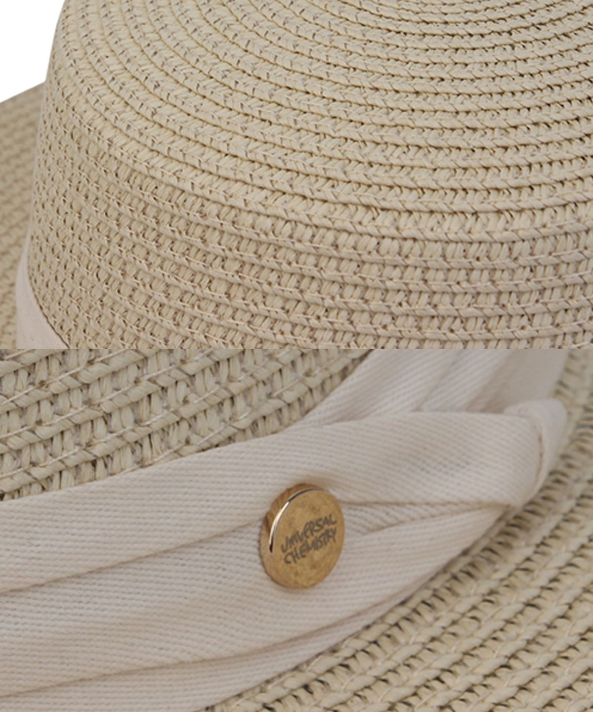 유니버셜 케미스트리(UNIVERSAL CHEMISTRY) Sweet Beige Flat Panama Hat 파나마햇