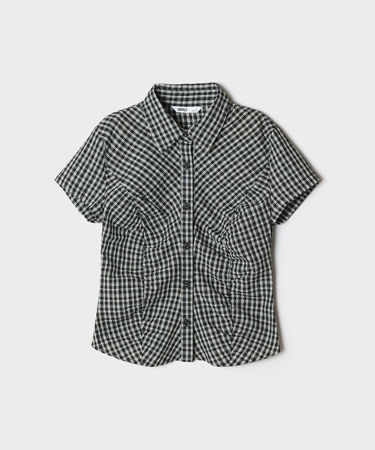 스파오(SPAO) 체크 슬림핏 반팔 셔츠_SPYCG25G51