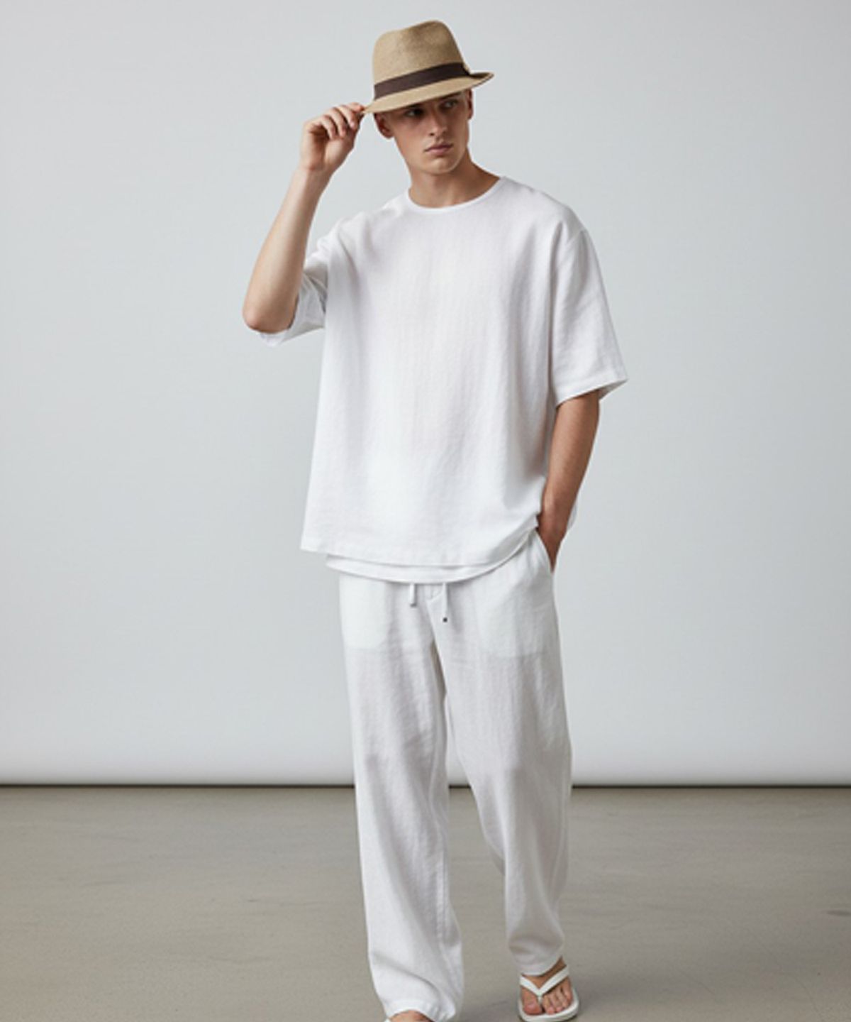 유니버셜 케미스트리(UNIVERSAL CHEMISTRY) BU BK line Linen Fedora 여름페도라