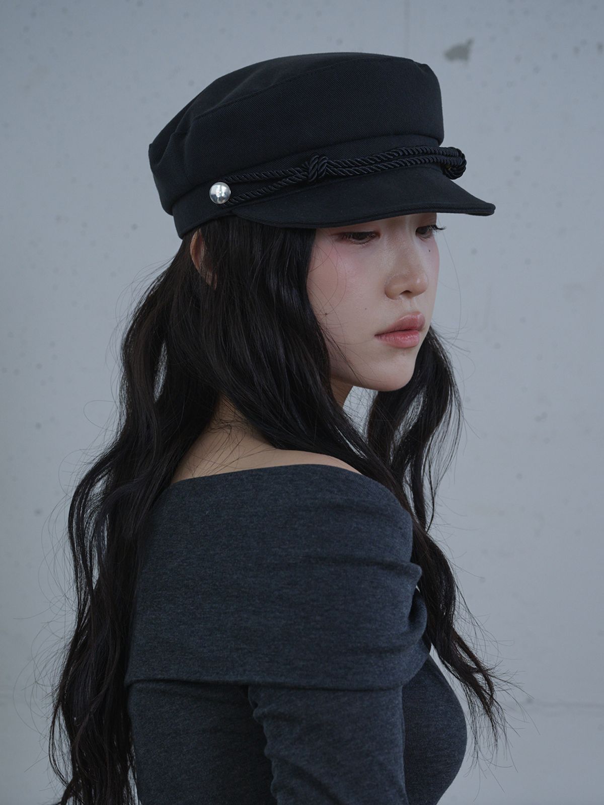올인컴플리트(ALLINCOMPLETE) 노티드 로프 마린캡 (블랙)