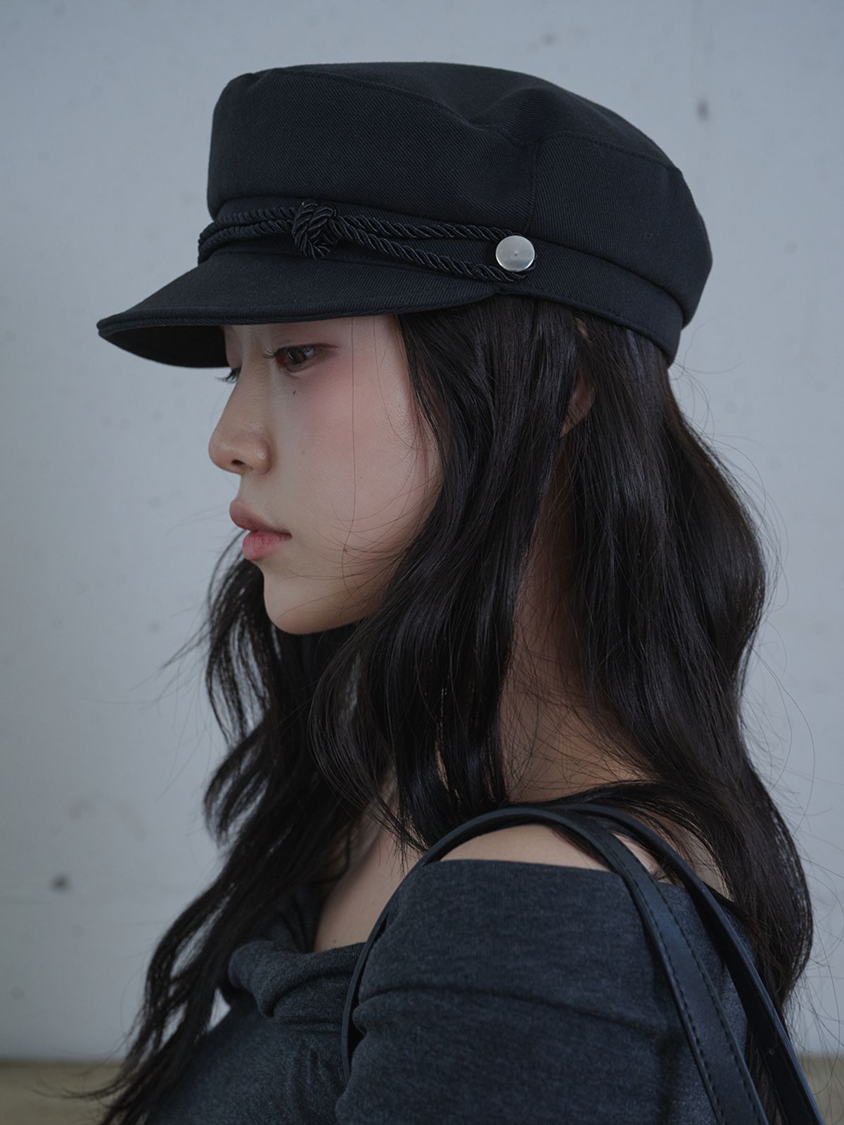 올인컴플리트(ALLINCOMPLETE) 노티드 로프 마린캡 (블랙)