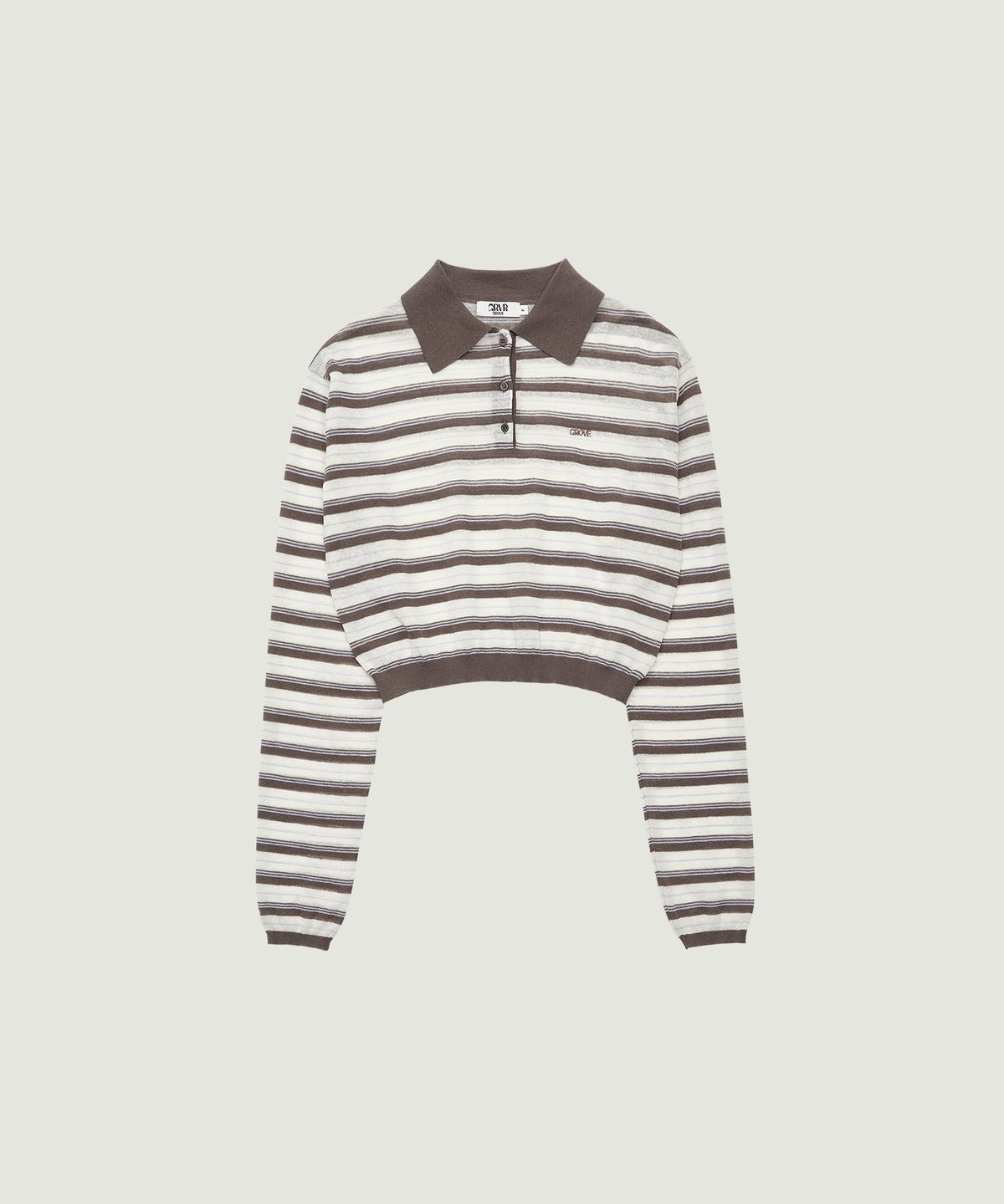 그로브(GROVE) ESTHER STRIPE COLLAR KNIT (BROWN)
