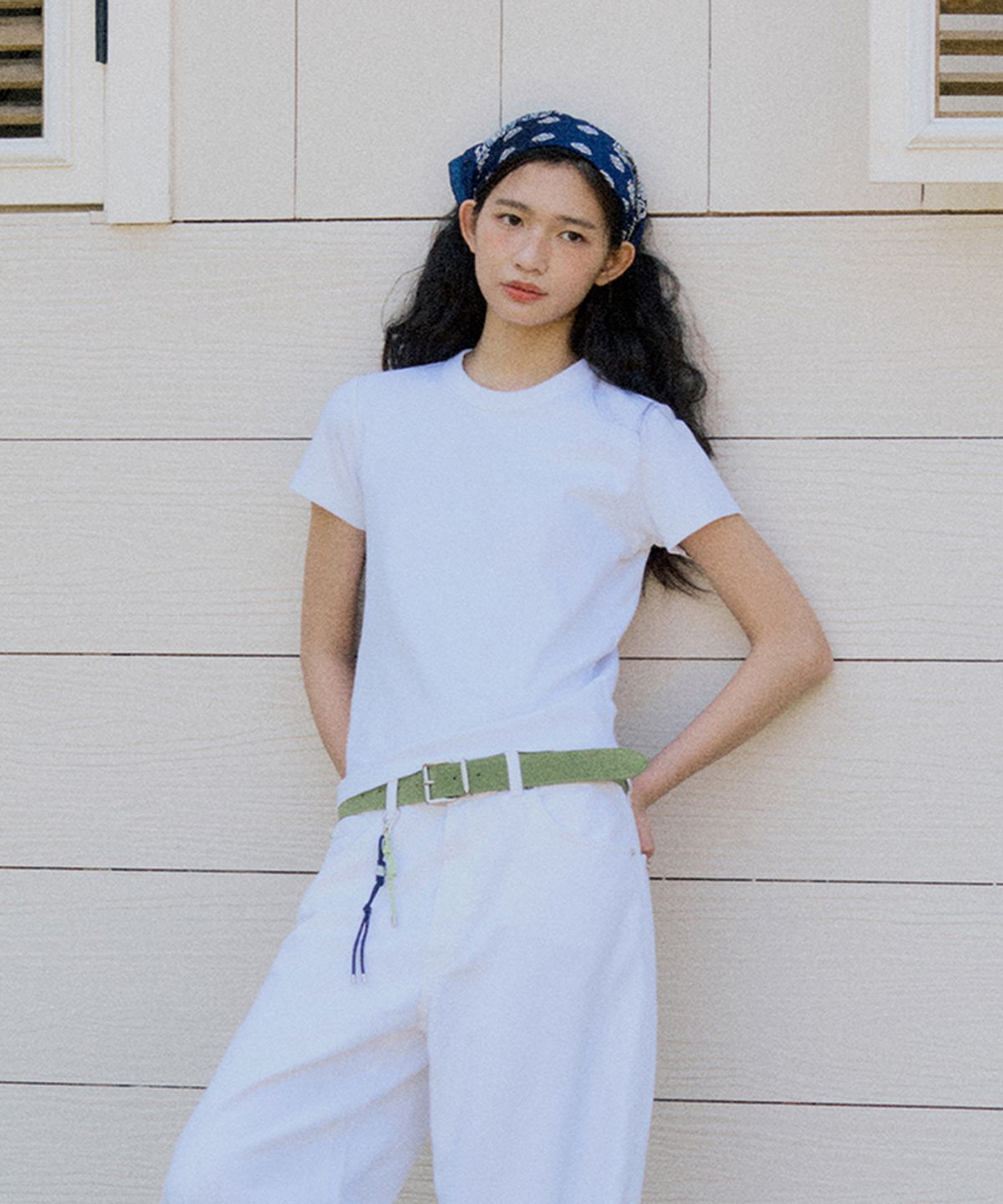 넛넛(NUTNUT) Basic Square Leather Belt - GREEN