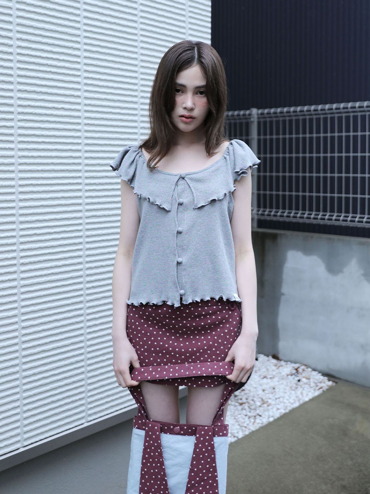 어글리쉐도우(UGLYSHADOW) 피그먼트 스타 미니 스커트(버건디)