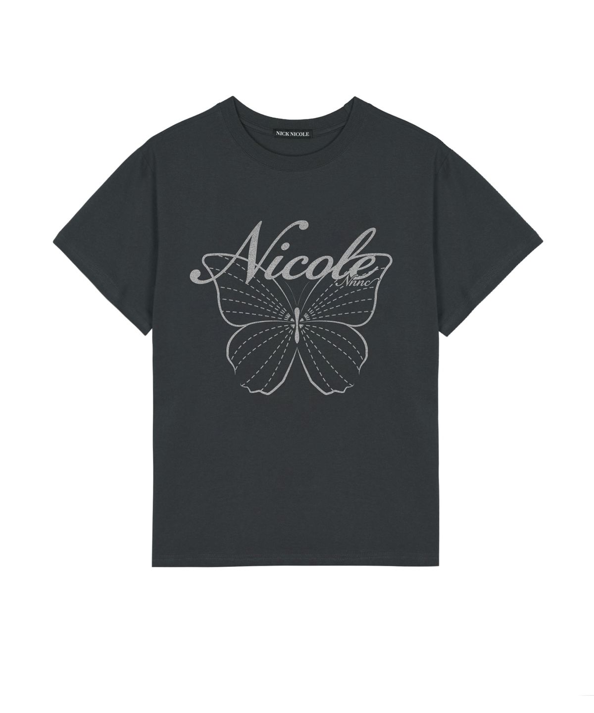닉앤니콜(NICK&NICOLE) NICOLE BUTTERFLY SLEEVE TOP_CHARCOAL SILVER