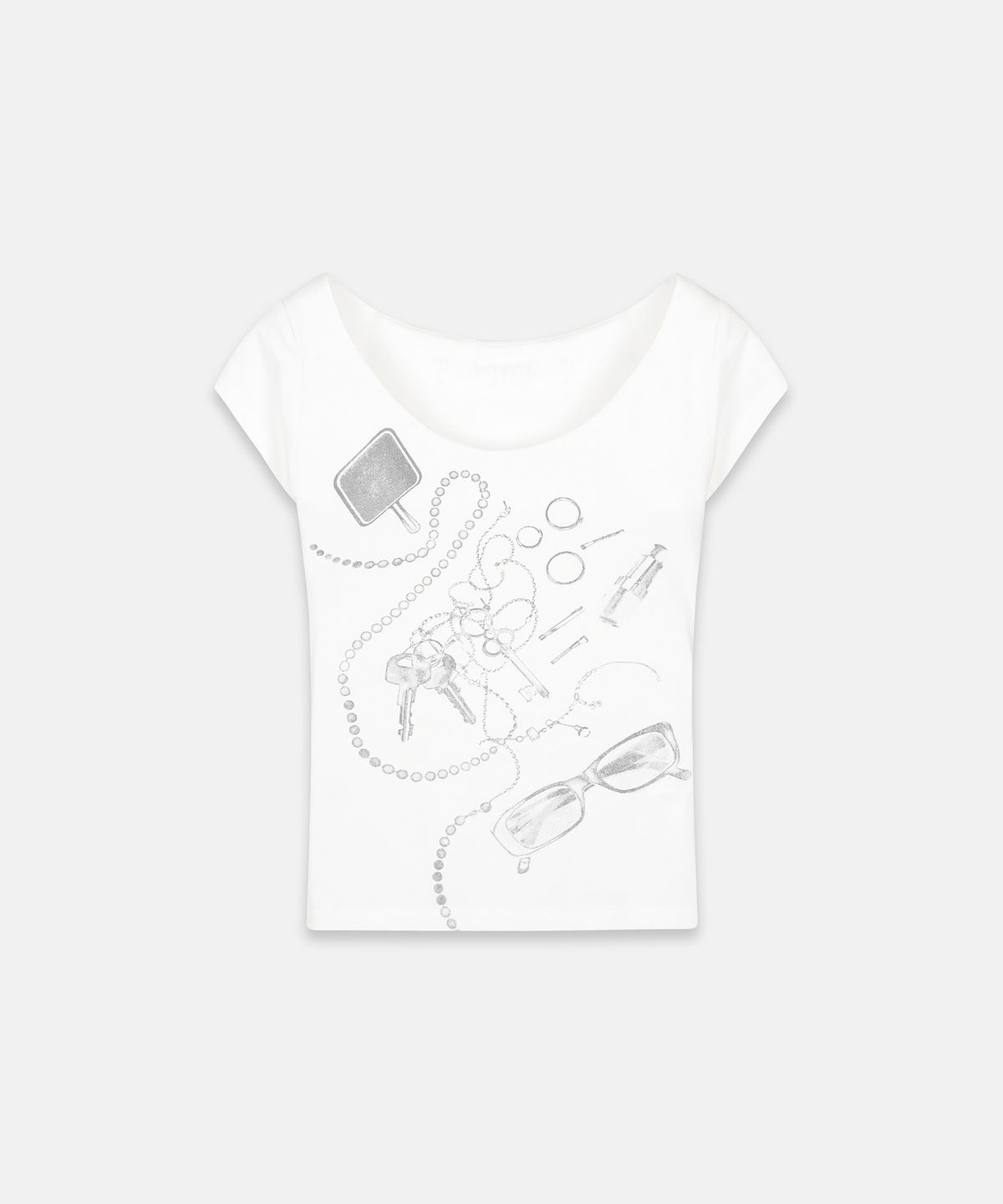 나체(NACHE) OBJECT COLLAGE T-SHIRT IVORY