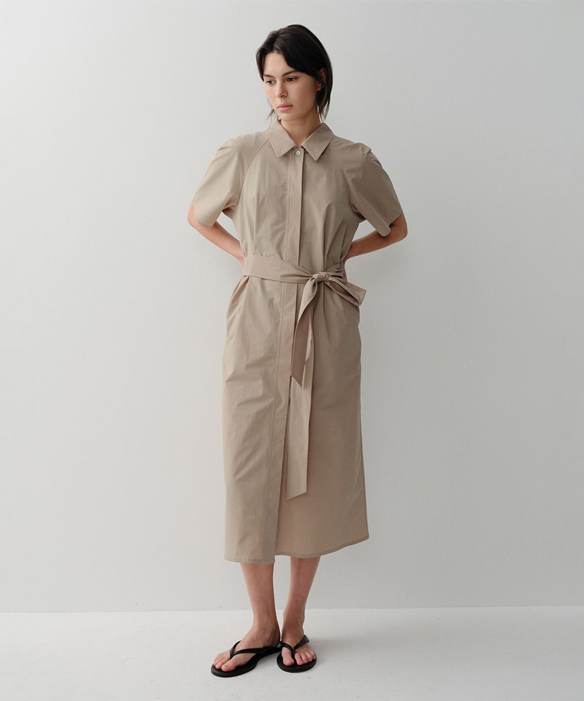 이아(EAAH) RAGLAN SHIRT DRESS (BEIGE)