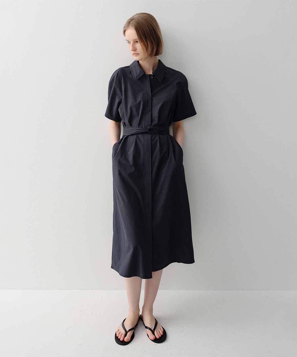 이아(EAAH) RAGLAN SHIRT DRESS (NAVY)
