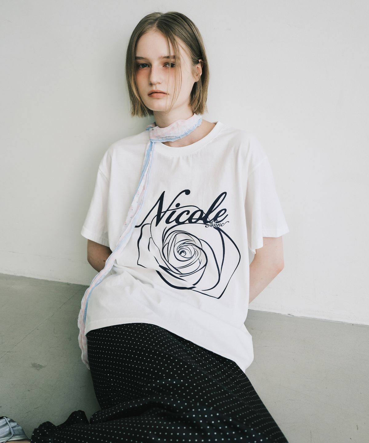 닉앤니콜(NICK&NICOLE) NICOLE ROSE SLEEVE TOP_CREAM NAVY