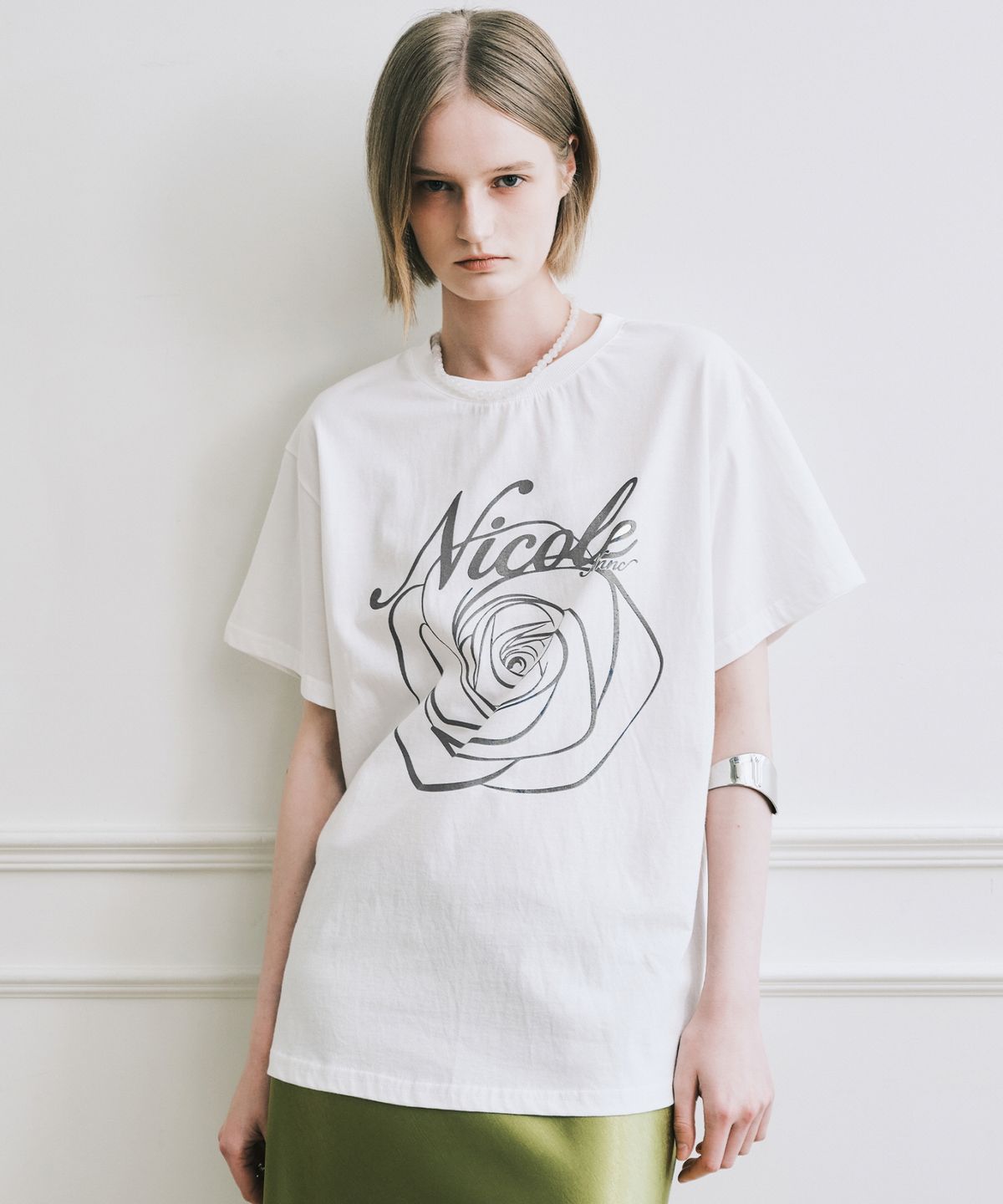 닉앤니콜(NICK&NICOLE) NICOLE ROSE SLEEVE TOP_CREAM CHARCOAL
