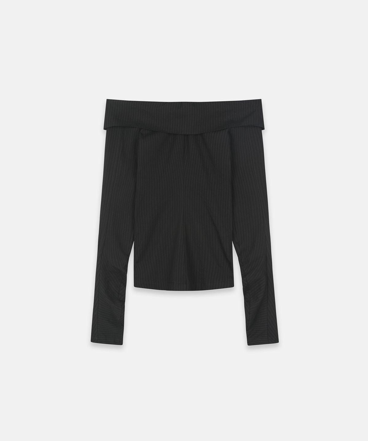 나체(NACHE) STRIPED OFF SHOULDER SHIRT BLACK
