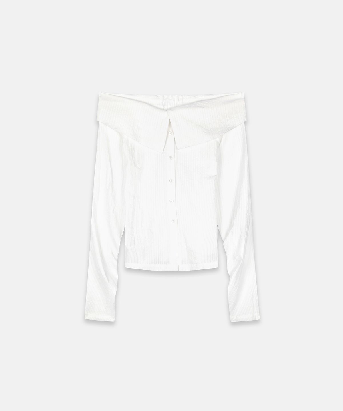 나체(NACHE) STRIPED OFF SHOULDER SHIRT WHITE