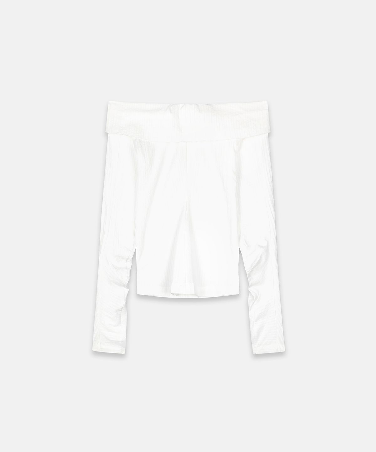 나체(NACHE) STRIPED OFF SHOULDER SHIRT WHITE