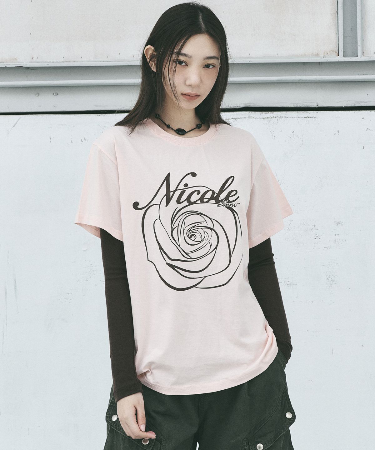 닉앤니콜(NICK&NICOLE) NICOLE ROSE SLEEVE TOP_PINK BROWN