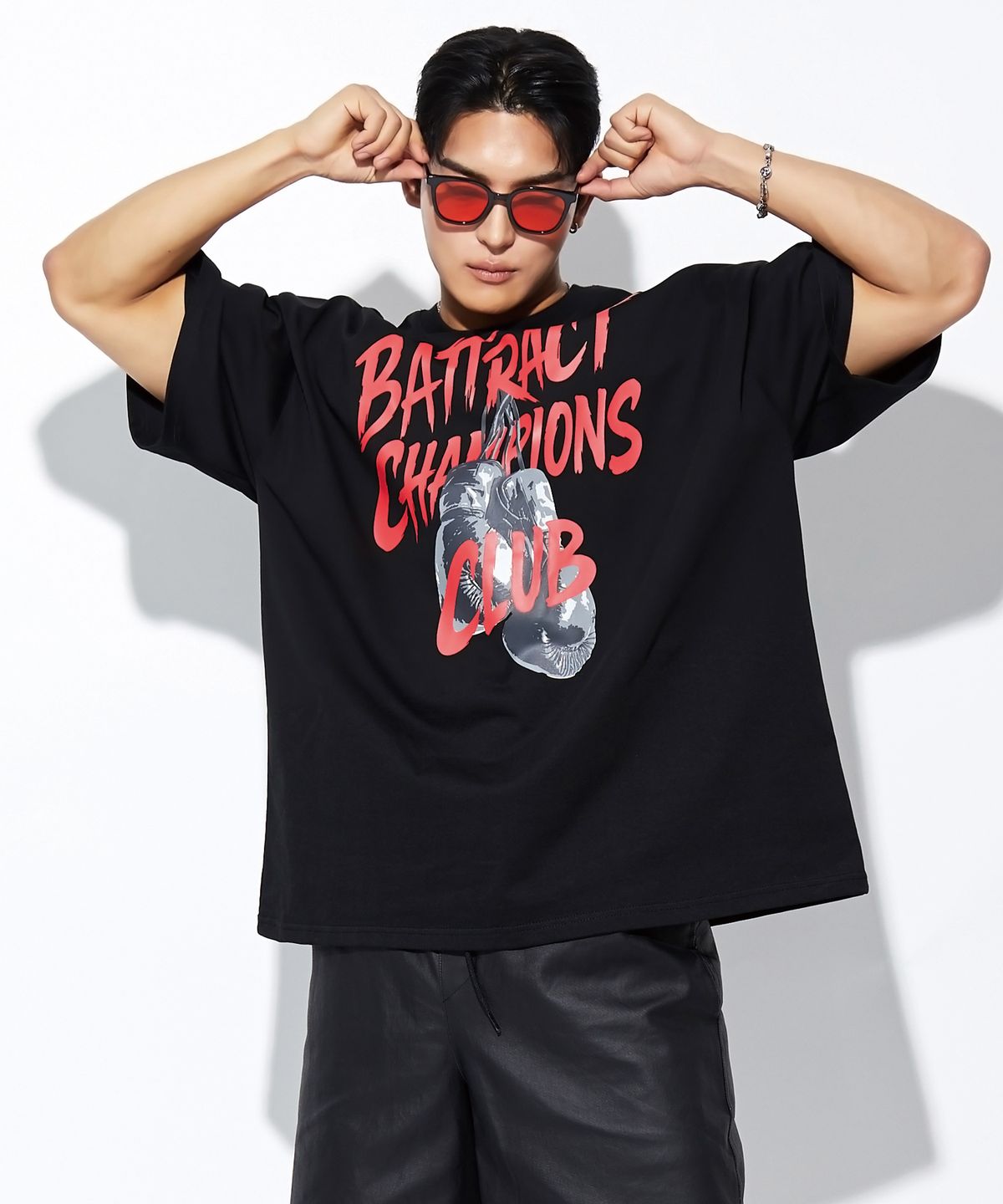 베트랙트(BATTRACT) 챔피언스 클럽 복싱 오버핏 반팔티_블랙