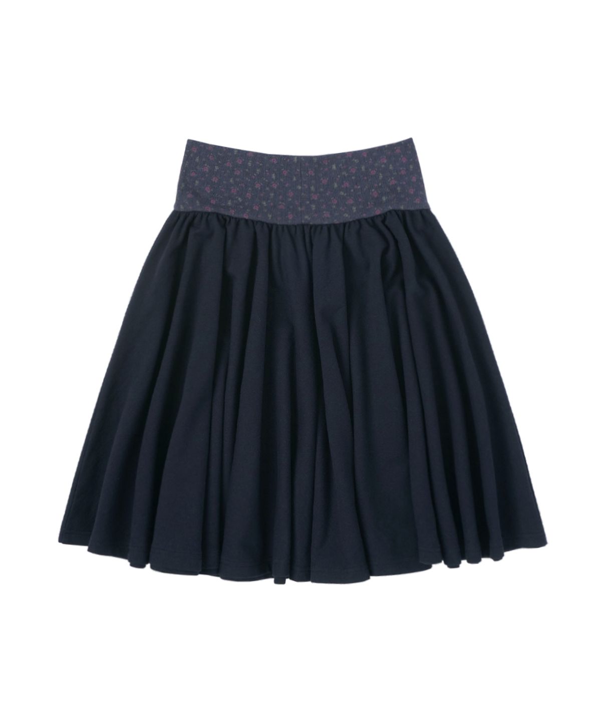 써넥트(SUNNECT) Floral Banded Flare Skirt - Navy