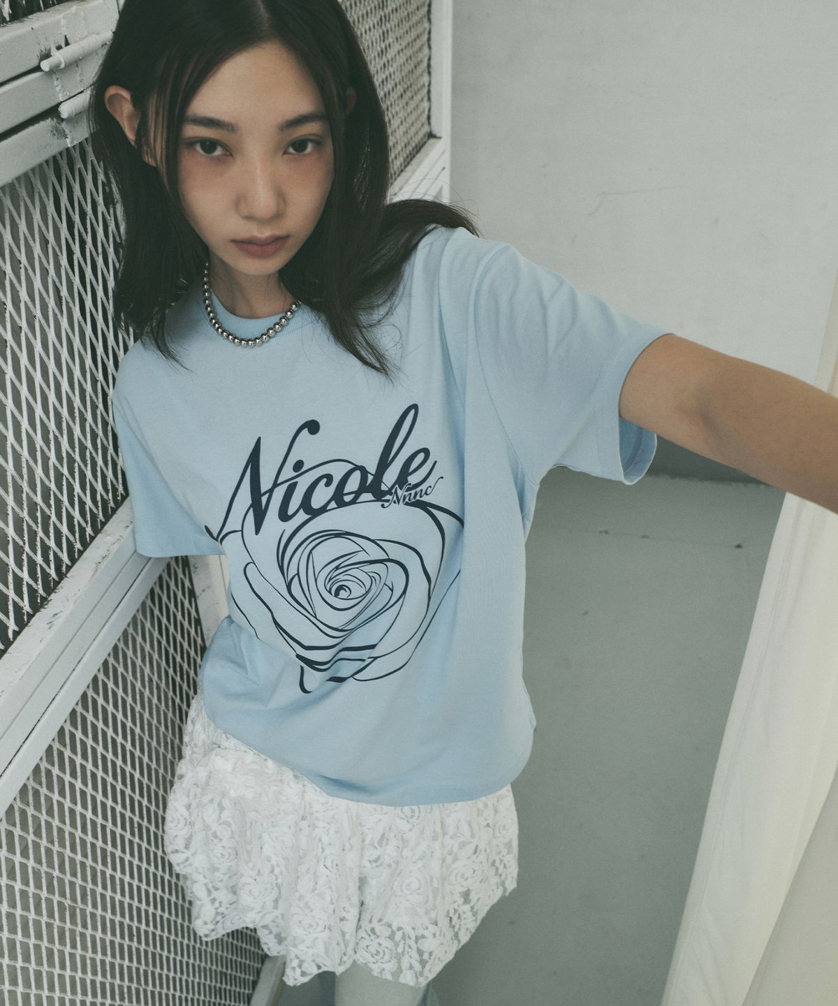 닉앤니콜(NICK&NICOLE) NICOLE ROSE SLEEVE TOP_SORA NAVY