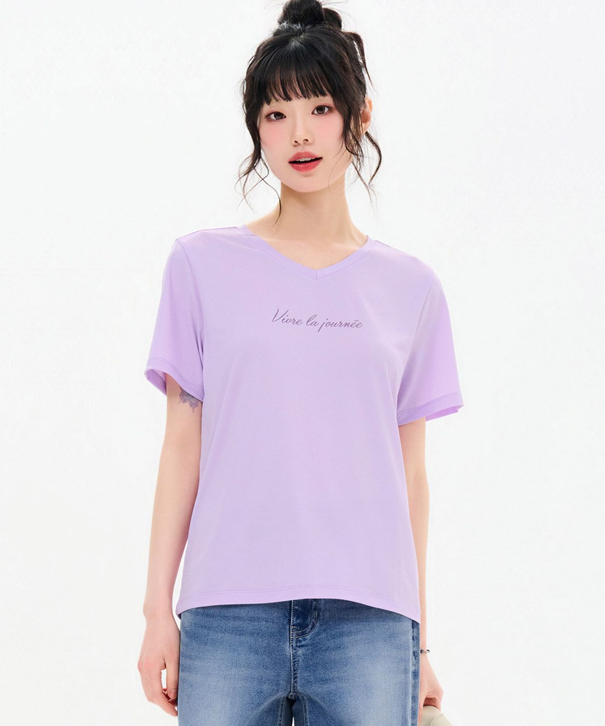 체이스컬트(CHASECULT) 여성 아이스 브이넥 티셔츠-FBZG5855C0T