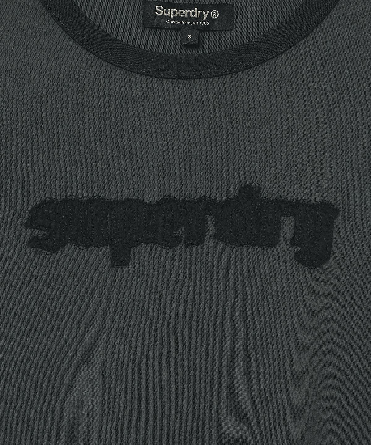 슈퍼드라이(SUPERDRY) 우먼스 빈티지 로고 패치 링거 티셔츠 차콜 SDFISCQ50CHL