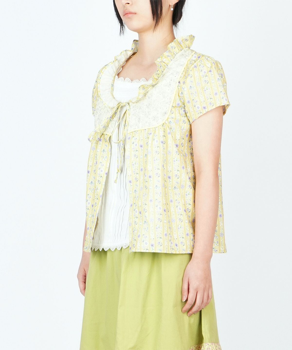써넥트(SUNNECT) Floral Peasant Blouse - Yellow