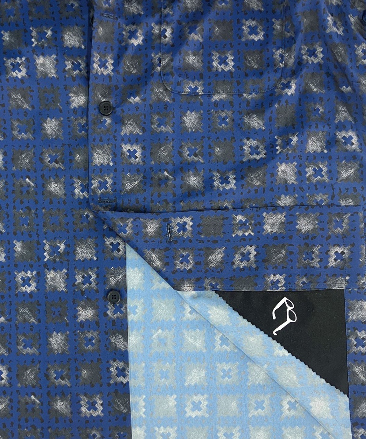 콜드블랭킷(COLD BLANKET) 미드나잇 블루 스퀘어 그래픽 숏슬리브 여름 반팔 셔츠