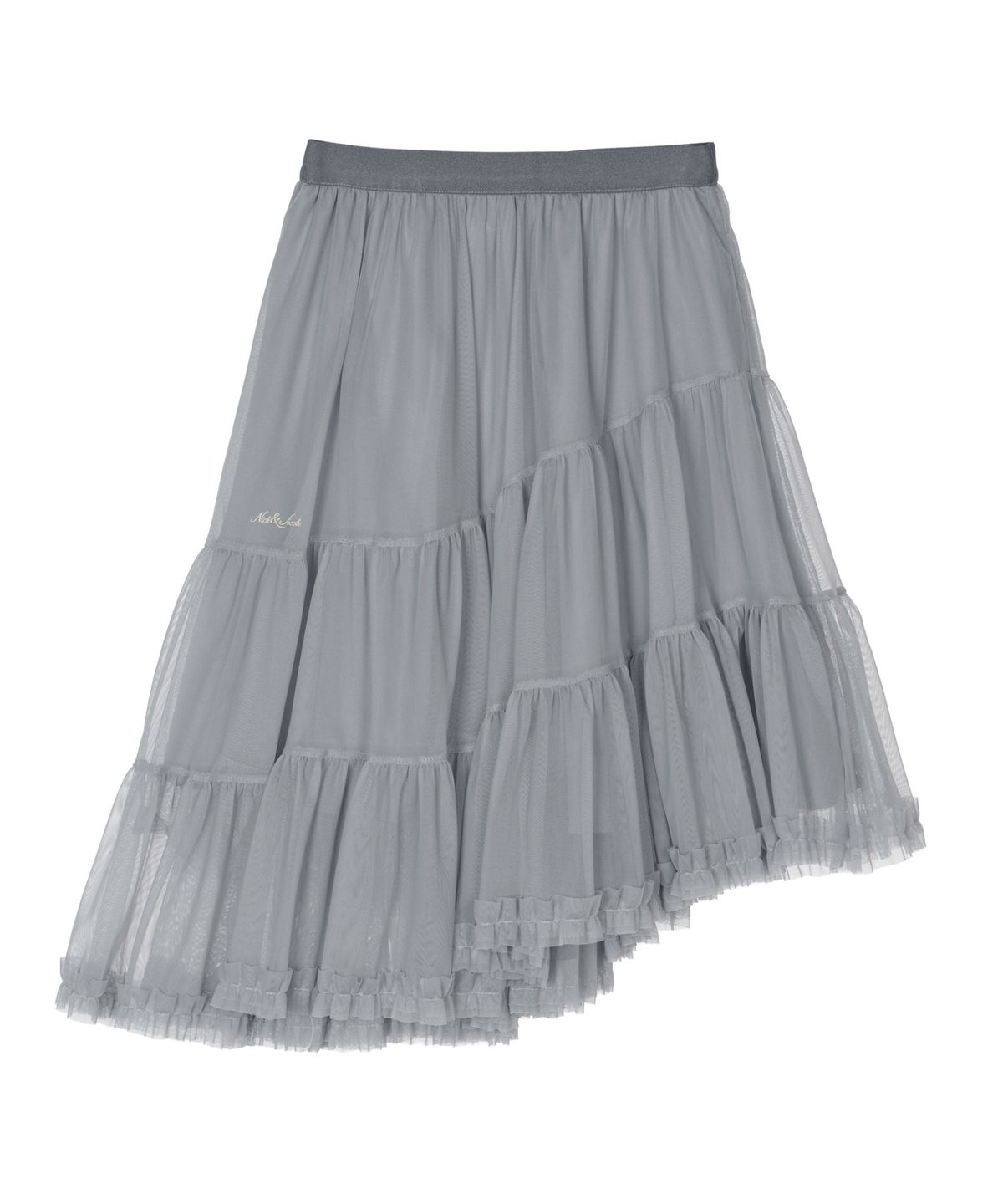 닉앤니콜(NICK&NICOLE) TIERED SHEER LONG SKIRT_GRAY