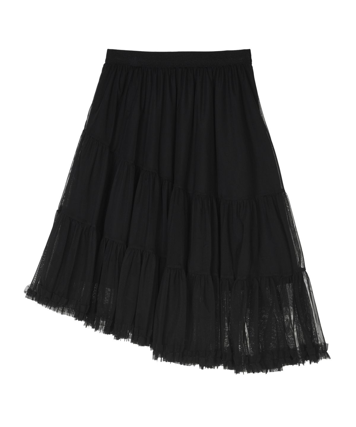닉앤니콜(NICK&NICOLE) TIERED SHEER LONG SKIRT_BLACK