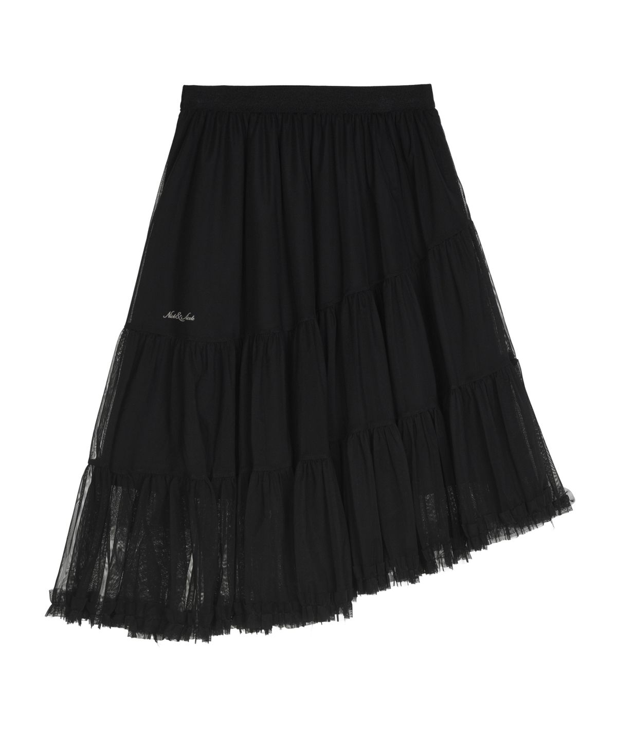 닉앤니콜(NICK&NICOLE) TIERED SHEER LONG SKIRT_BLACK