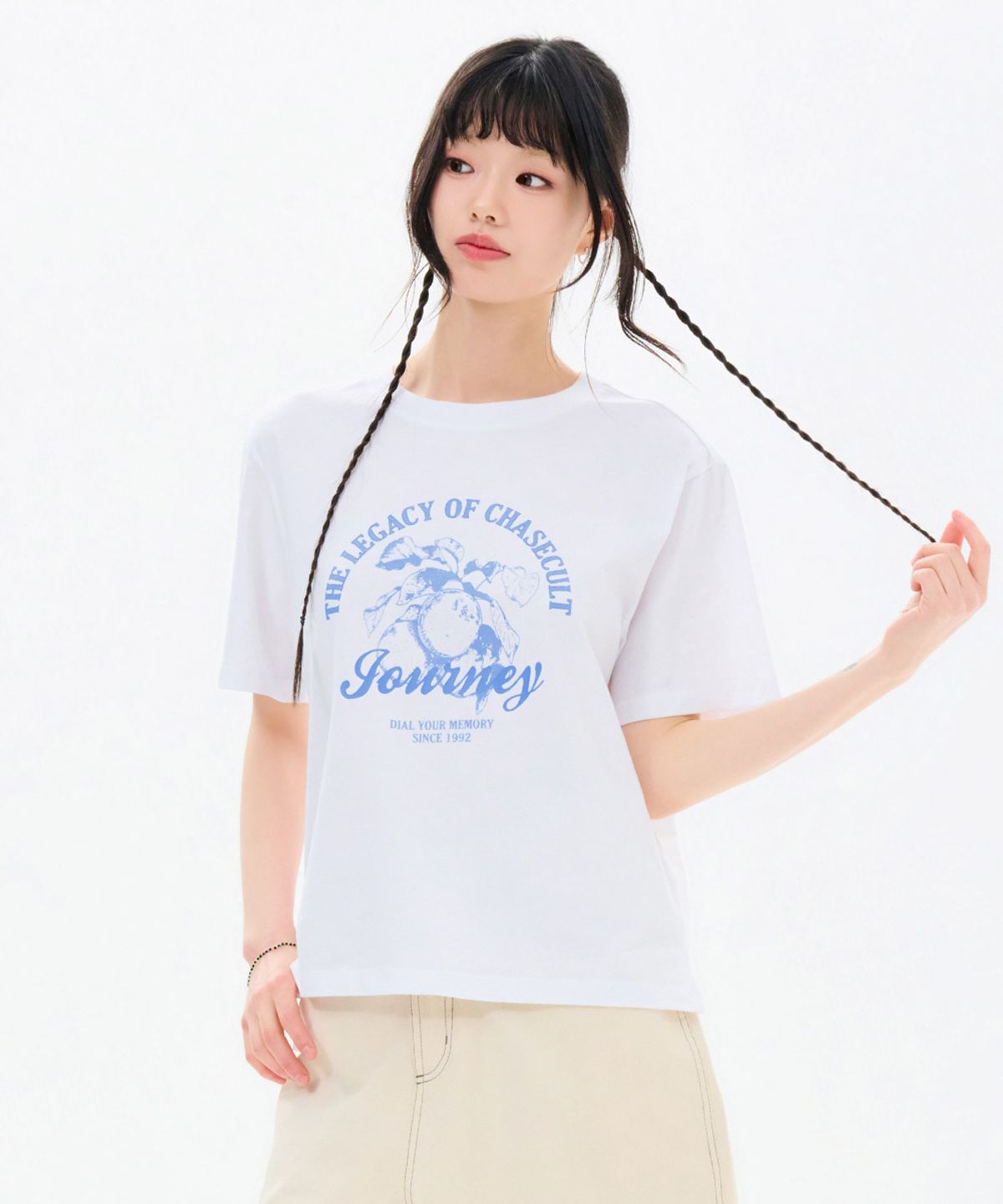 체이스컬트(CHASECULT) 여성 과일 드로잉 반팔 티셔츠-FBZG5852C01